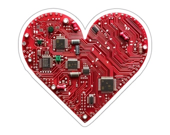 Heart of the Circuit, Romantic Tech Gift, Unique Electronics Love Sticker