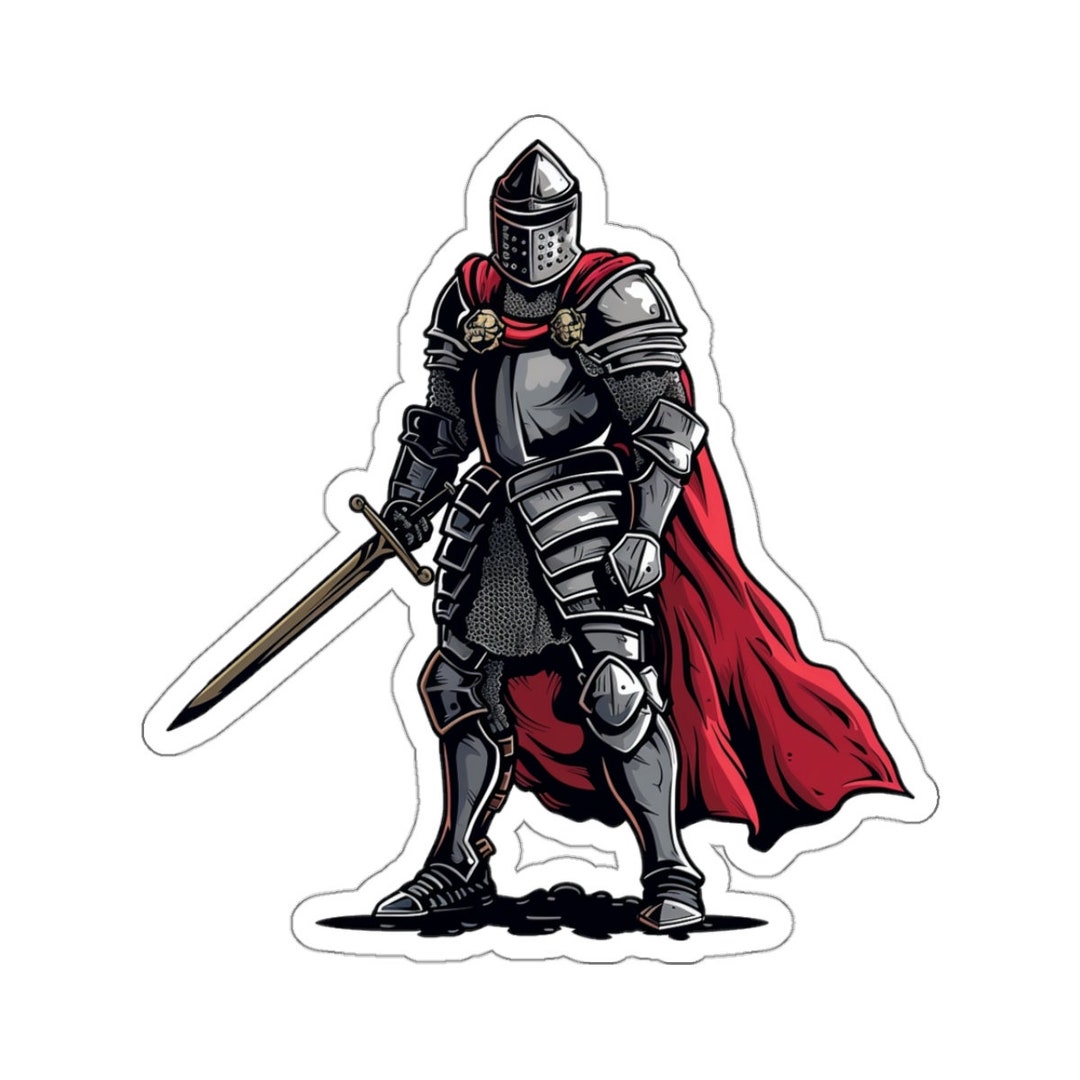 Knight Sticker Style Medieval Knight Sticker: Glossy Vinyl Warrior, Gamer Gift - Etsy