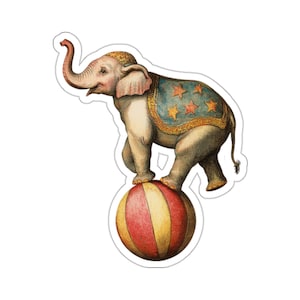Retro Circus Elephant Sticker, Vintage-Style Decor, Perfect for Laptops and Nurseries