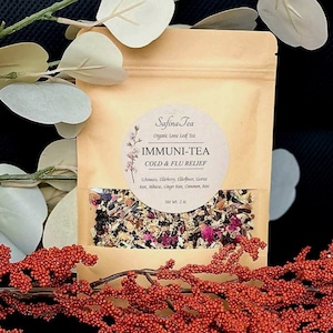 Immuni-tea Wellness Tea Blend 2 oz, Cold and Flu Relief, Organic Herbal Loose Leaf Tea, Antioxidant, Herbal Tea, Elderberry, Immunity,
