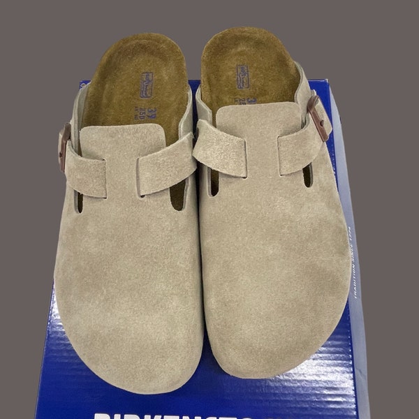 New Birkenstock Boston Soft Insole Suede Taupe Women's and Men's Clogs Medium/Narrow (5 Sizes)