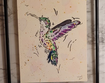 Bold Hummingbird watercolor painting, original