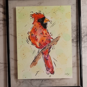 Bold Male Cardinal #2 watercolor painting