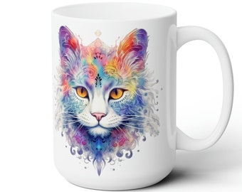 Astrology Coffee Mug. Cat. Capricorn. Unique Mugs. 15 oz. Gift. Horoscopes.