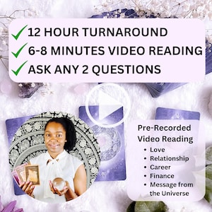 VIDEO Lectura de Tarot - Carta de Tarot + Lectura Psíquica Intuitiva - Tiempo de respuesta de 12 horas; Preguntas sobre el amor, las relaciones, la carrera y más