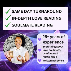 MISMO DÍA Lectura de Tarot- AMOR Lectura profunda de amor; Tarot Card + Psíquico intuitivo + Lecturas de numerología todo en uno; Lectura de la carta del tarot del amor