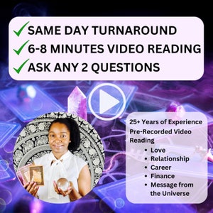 Video Lectura de Tarot EL MISMO DÍA - Carta de Tarot + Lectura Psíquica Intuitiva - Entrega el Mismo Día; Preguntas sobre el amor, las relaciones, la carrera y más