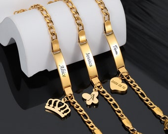 Pulsera personalizada con colgante minimalista, pulsera de nacimiento, regalo de nacimiento, bautizo, pulsera de mujer o niño, joya para bebé.