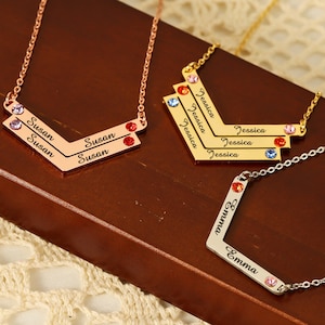 Minimalist Personalized Birthstone Necklace, Pendant and Adjustable Chain, Gift for Women, Christmas Gift, Baby Shower Gift