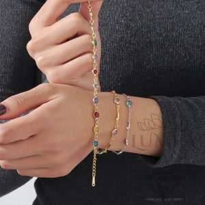 Bracelet initiale personnalisé avec pierre de naissance, cadeau couple, cadeau naissance, bracelet femme, cadeau pour femme, cadeau de Noël