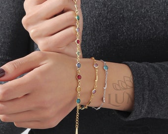 Bracelet initiale personnalisé avec pierre de naissance, cadeau couple, cadeau naissance, bracelet femme, cadeau pour femme, cadeau de Noël