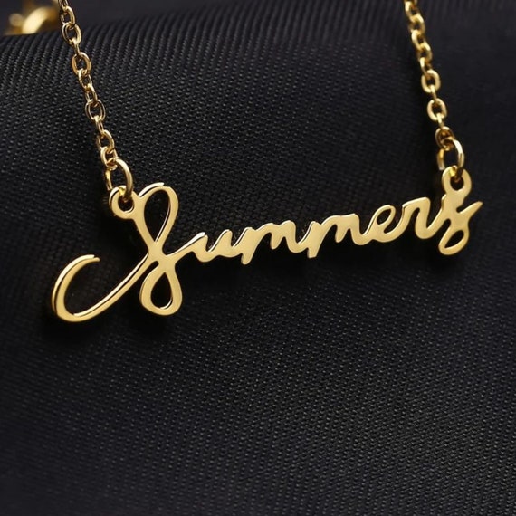 Signature Name Necklace, Personalized Gold Name Necklace, Handmade