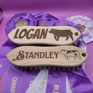 Custom Engraved Show Pig Brush: Personalize With Name and Breed Graphic image 16