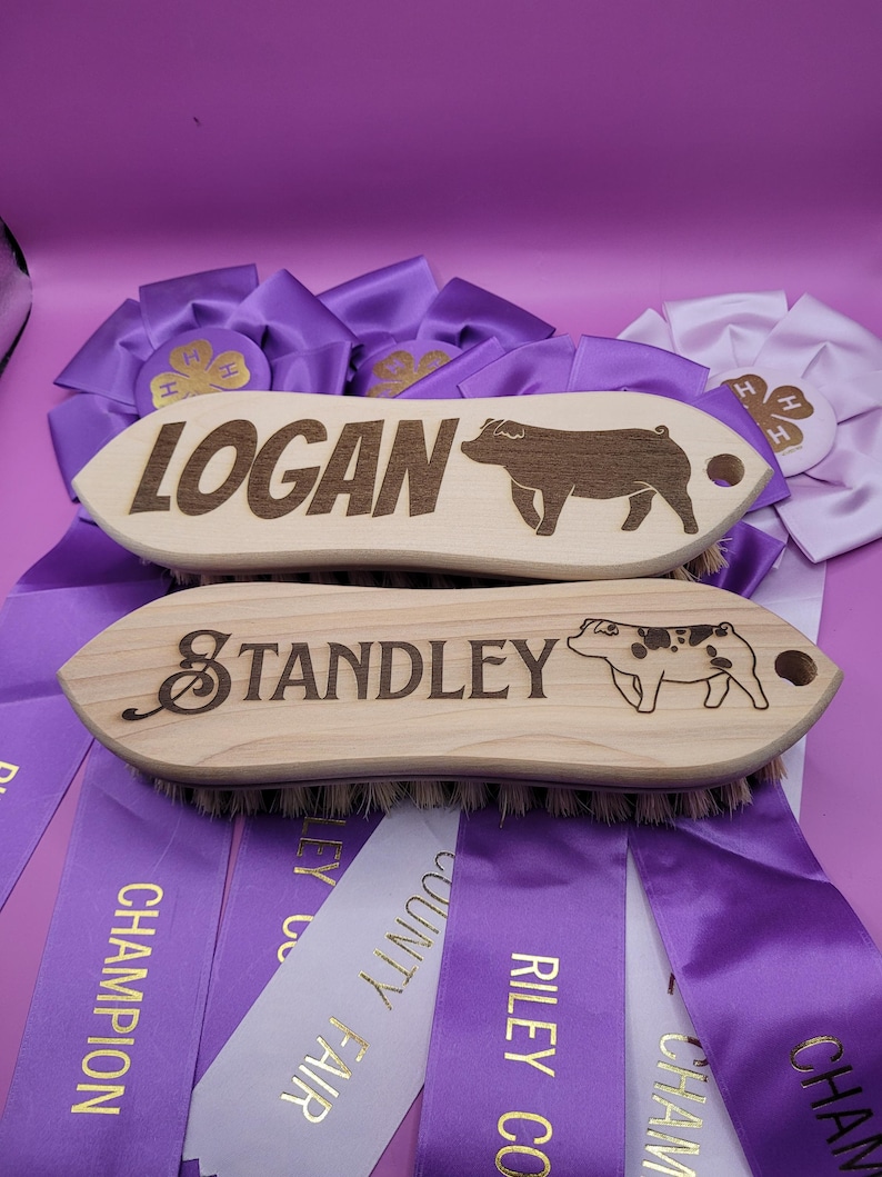 Custom Engraved Show Pig Brush: Personalize With Name and Breed Graphic image 16