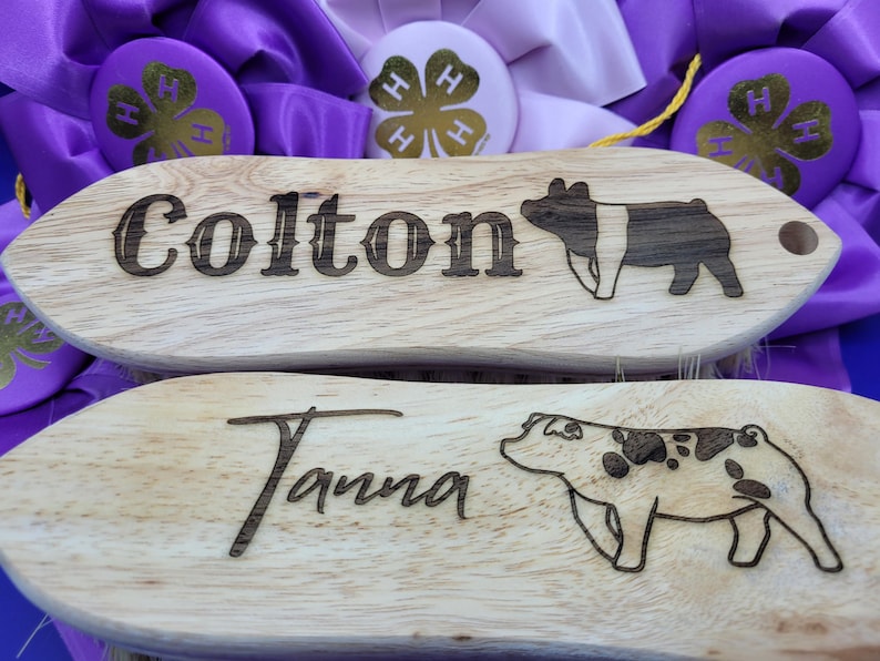 Custom Engraved Show Pig Brush: Personalize With Name and Breed Graphic image 14