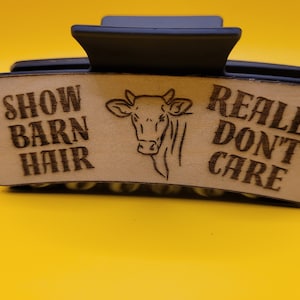Laser Engraved Wood Claw Clip: Show Barn Hair, Cow & Goat - Set of 2