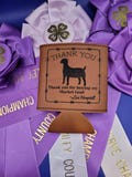 Custom Auction Buyer Beverage Cooler, Rawhide Leatherette Cozie, Pick Graphic, Add Name, Message, Cows, Pigs, Goats, Lamb, Chicken