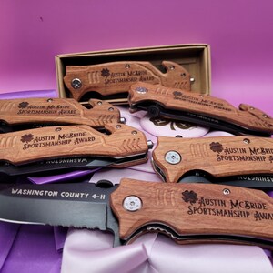 Engraved Padauk Wood Knife: Livestock Show Award, County Fair Prize image 12