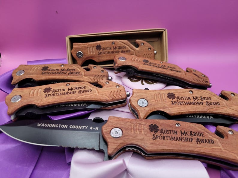 Engraved Padauk Wood Knife: Livestock Show Award, County Fair Prize image 12