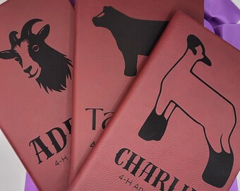 Engraved Rose Leatherette Livestock Notebook: Personalized Farm Journal