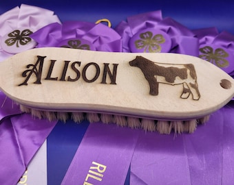 Custom Engraved Show Cattle Brush: Personalized With Breed & Name
