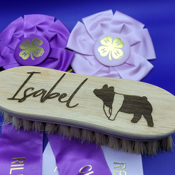 Custom Show Pig Brush, Personalize with Name and Breed, Berkshire, Hereford, Chester, Duroc, Hampshire, Yorkshire, Spotted, Blue Butt, More