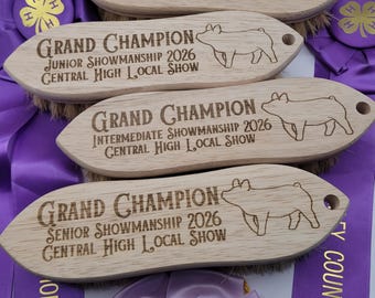 Personalized Show Pig Brush: Engraved Livestock Award