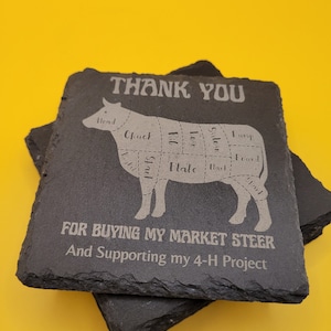 Personalized Slate Coaster Set: 4-H Market Steer Gift