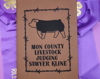 Engraved Show Pig Journal: Custom Leatherette Notebook for Livestock Shows