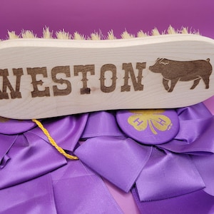 Custom Engraved Show Pig Brush: Personalize With Name and Breed Graphic image 19