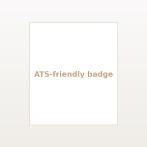 May include: A square white graphic featuring the text ATS-friendly badge in a light brown, sans-serif font centered in the middle. The design is simple and clean, with the text clearly legible against the plain white background.