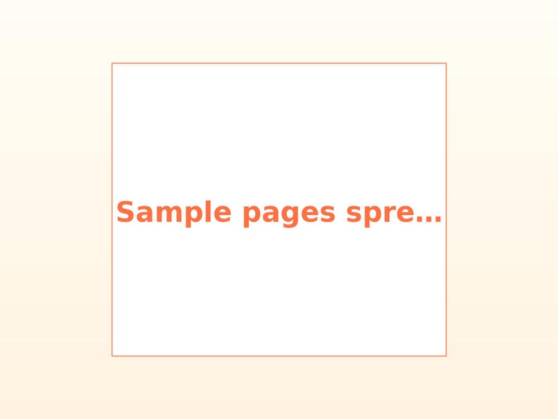 K&ouml;nnte beinhalten: Eine wei&szlig;e rechteckige Grafik mit dem orangefarbenen Text Sample pages spre..., der innerhalb eines d&uuml;nnen orangefarbenen Rahmens zentriert ist. Das Design befindet sich vor einem weichen, hellen Hintergrundverlauf von Wei&szlig; zu Cremefarben.