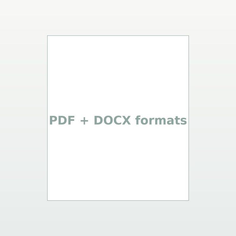 May include: A white rectangular graphic featuring the text PDF + DOCX formats in a centered, light gray sans-serif font. The design is simple and clean, presenting the two file types clearly against a plain, solid white background area.