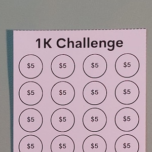 Printable A6 1K Savings Challenge Tracker