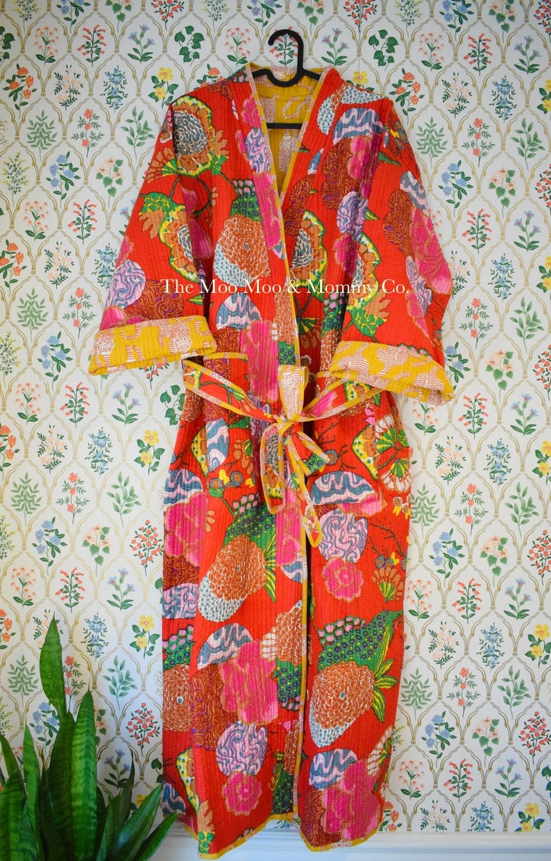 Quilted Housecoat Reversible Indian Robe Time to Relax Spa Gift Box ...