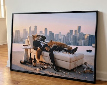 Fox in a Suit Wall Art Print | Sophisticated Animal Portrait