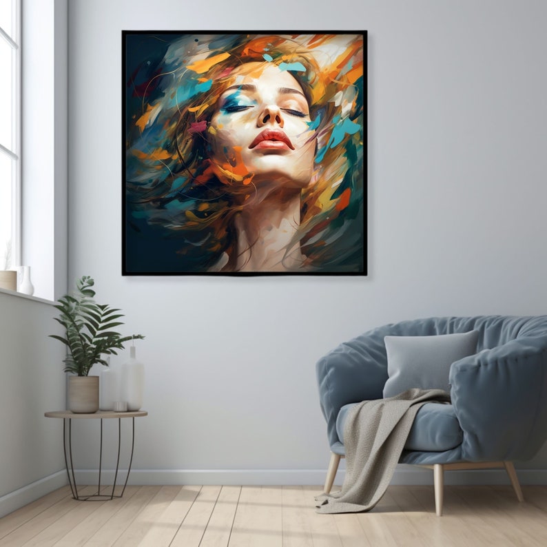 Woman Sleeping Face Abstract Canvas Art Print for Bedroom Home Etsy