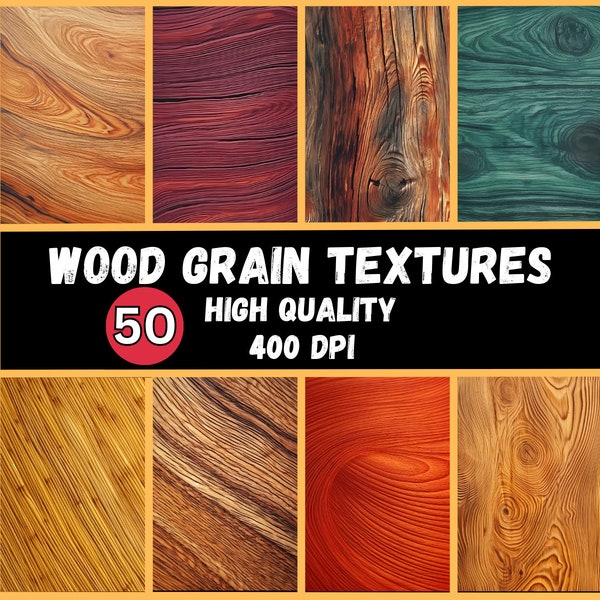 50 High Quality Instant Download Wood Grain Textures, 400 DPI Printable Commercial Use Wood Patterns, Digital Paper PNG's Scrapbook Paper