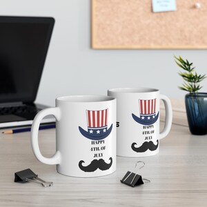 Patriotic 4th of July Mug - Celebrate Independence Day, Perfect for BBQs, Fireworks, Gifts for Men, Father&#39;s Day, Red, White & Blue