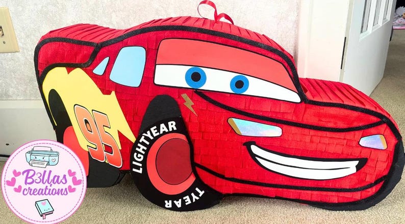 Personalized Lightning McQueen Piñata | Cars Birthday Party Decor, image 3