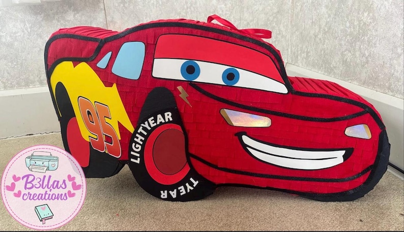 Personalized Lightning McQueen Piñata | Cars Birthday Party Decor, image 2