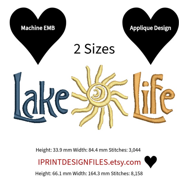 Lake life Sun  Embroidery Instant Download T Shirts Sweat Shirts Machine Embroidery Design Embroidery Fabric Crafts