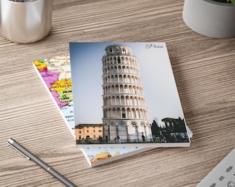 Leaning Tower of Pisa Journal with Italy Map Italian Landmark Notebook Travel-Inspired Softcover Journal for Writing Sketching Journaling