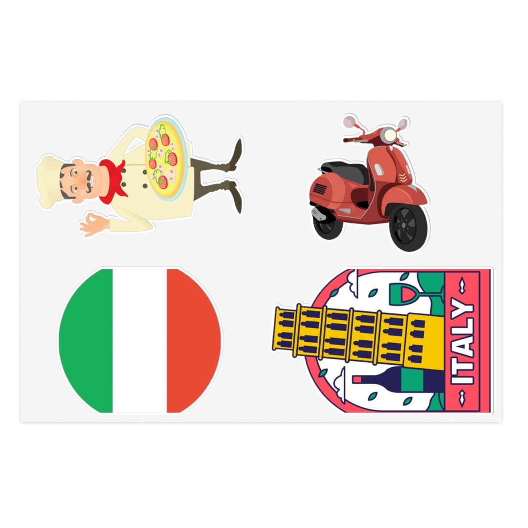 Italian Chef Sticker Sheet, Italy Flag, Water Resistant Vinyl - Etsy