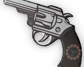 HandGun-almohadas con forma personalizada, decoración del hogar, entusiastas del regalo, logotipo italiano, regalo siciliano para papá, almohada de pistola revólver