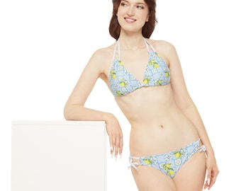 Bikini-badpakset voor mama Italiaans design citroenkeramisch patroon Strand- en zwembadkleding Waterpark Bijpassende zwempakcadeauset voor vakantieplezier