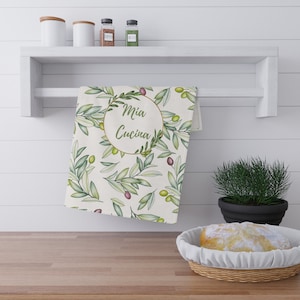 Olive Kitchen Towel Italian Gift Olive Branch Towel Mediterranean Home Decor Motifs olive Kitchen Decoration Mothers day Gift Set