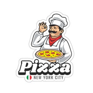 Adesivo Pizza Man de Nova York Chef amante da comida italiana