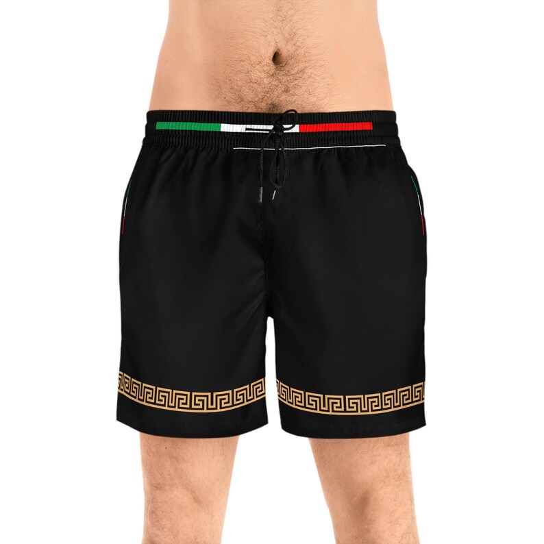 Italian Design Men's Swim Shorts: Mid-Length Beachwear with Italian Flag image 7