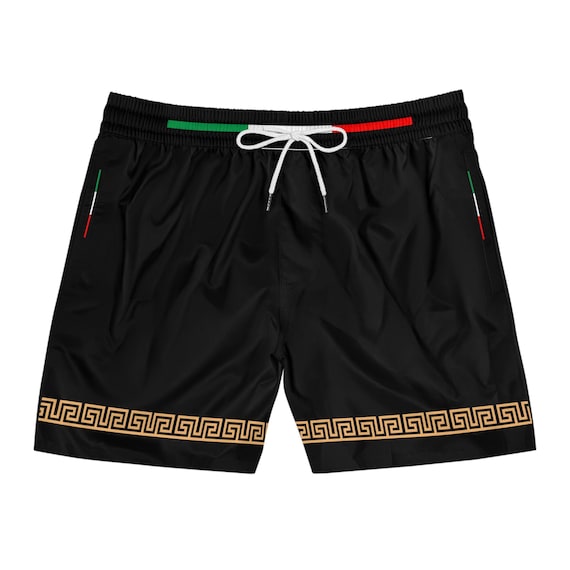 Italian Design Men's Swim Shorts: Mid-Length Beachwear with Italian Flag
